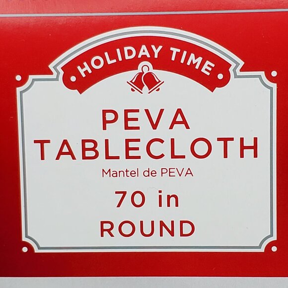 70" Round Vinyl Tablecloth Gingerbread Man & Candies Christmas Peva Holiday Time - Picture 3 of 6